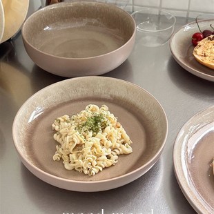 心情桂皮粉雪花釉汤盘西餐牛排盘汤碗艺术陶瓷面食沙拉西餐