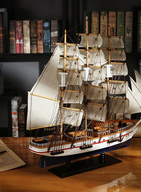 实木大号帆船模型工艺品摆件客厅摆设结婚礼物开业一帆风顺装饰品