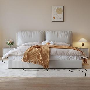 意式 轻奢主卧奶油风布艺床双人大床简约现代大象耳朵科技布婚床