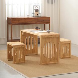 国学桌实木书法书画桌新中式仿古围棋茶艺桌学校学生成人培训课桌