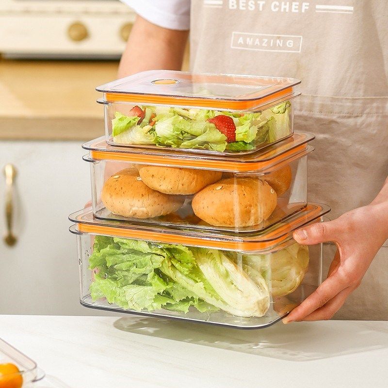 食品级保鲜盒密封厨房加厚大容量小中号带盖子长方形水果肉类蔬菜