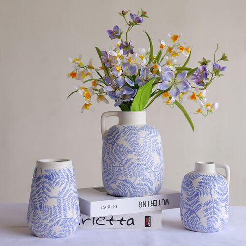 简约花瓶高级感复古手绘陶瓷花器客厅插花玄关装饰摆件鲜干花花壶