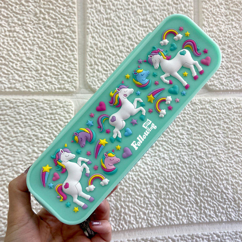 FH开学季儿童开学多色创意可爱小学生卡通铅笔袋文具收纳盒亮片