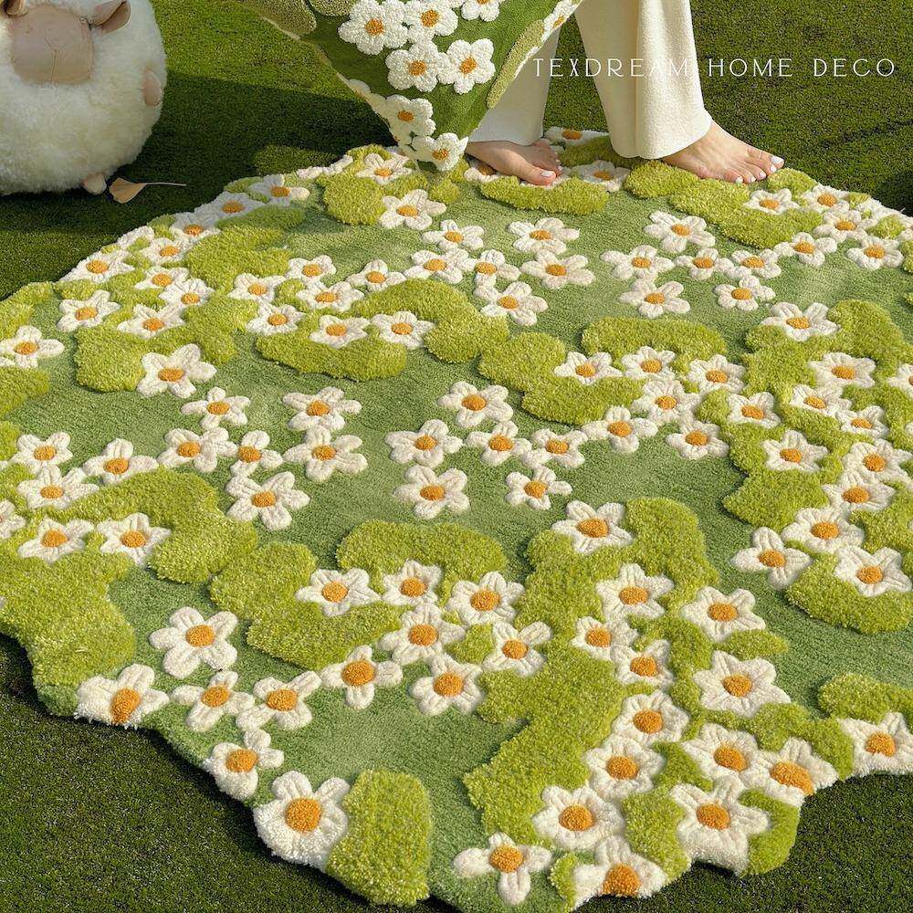 奇境花园手工腈纶簇绒地毯客厅卧室艺术清新沙发茶几地垫异形家用