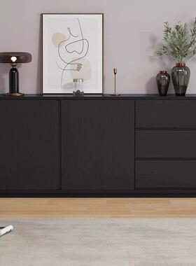 餐边柜靠墙一体简约客厅黑色茶水柜厨房橱柜收纳储物柜家用置物柜