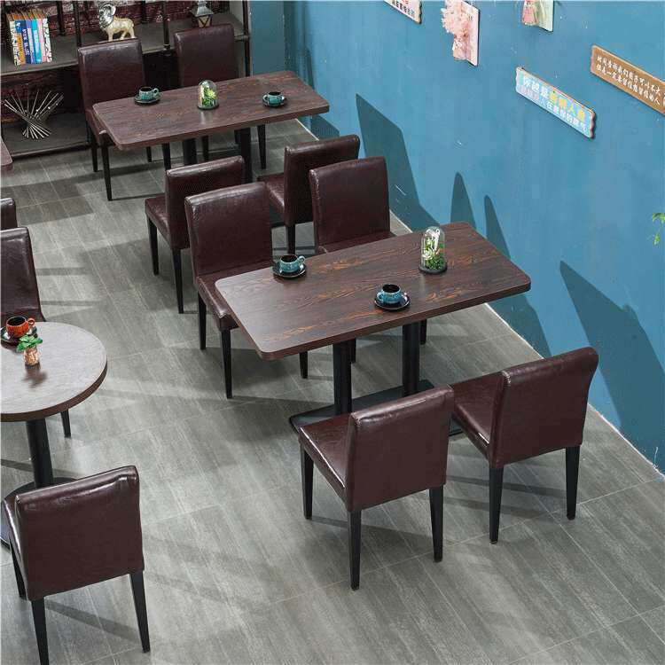 快餐店咖啡厅奶茶店桌椅组合小清吧酒馆烧烤小吃餐桌椅 圆桌
