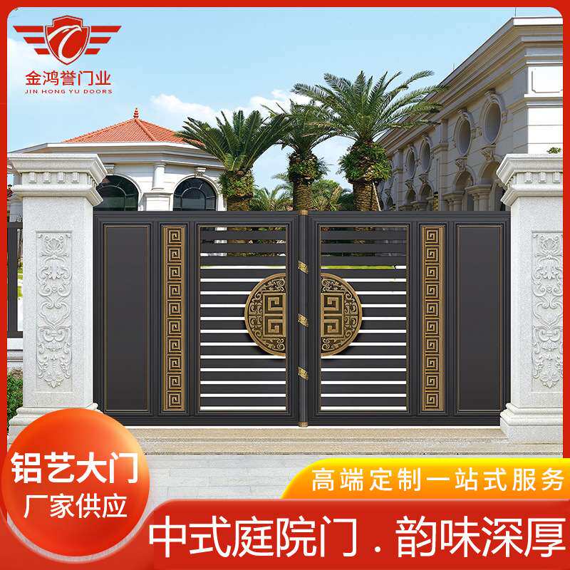 铝合金双开门大门防盗门甲级安全铸铝防爆门进户门铝合金双开门