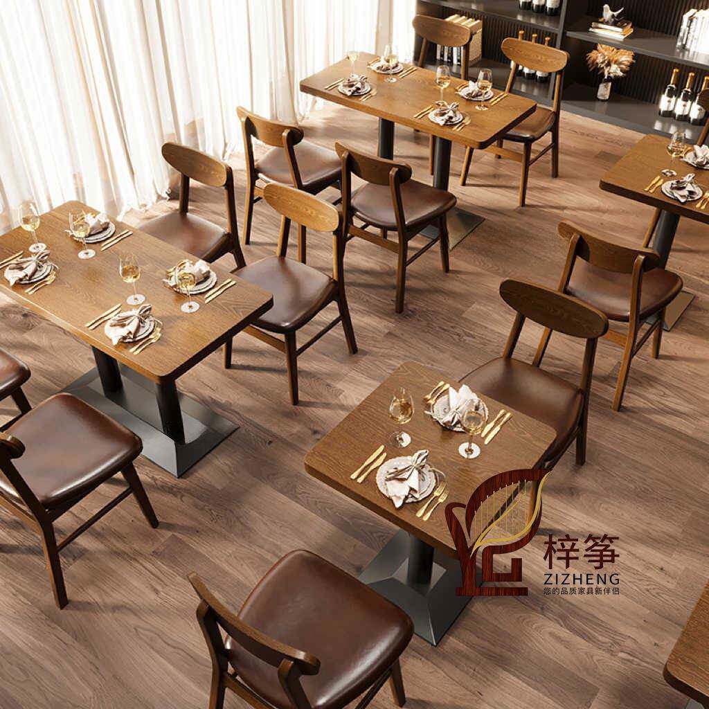 复古西餐厅咖啡厅桌椅汉堡炸鸡甜品融合餐饮店糖水铺实木桌椅