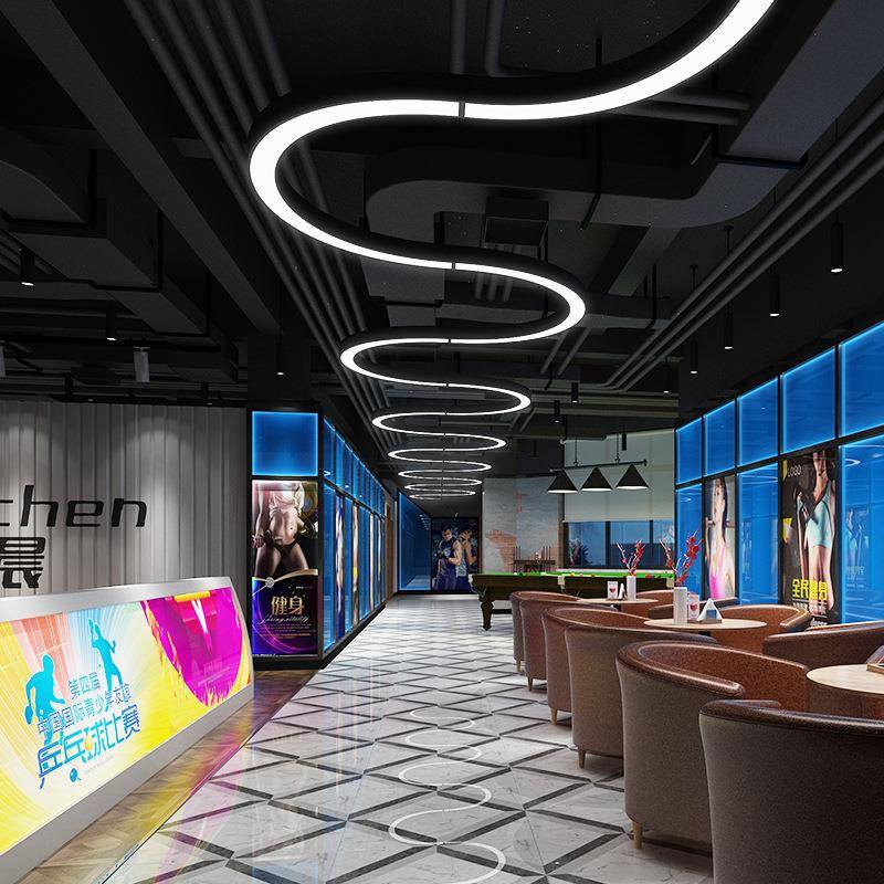 LED圆环弧形半圆吊灯办公室前台健身房网吧工业风造型灯具