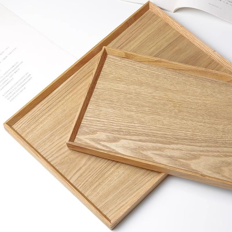 橡木托盘正方形榫卯实木托盘家用水果点心盘木质茶具餐具托盘