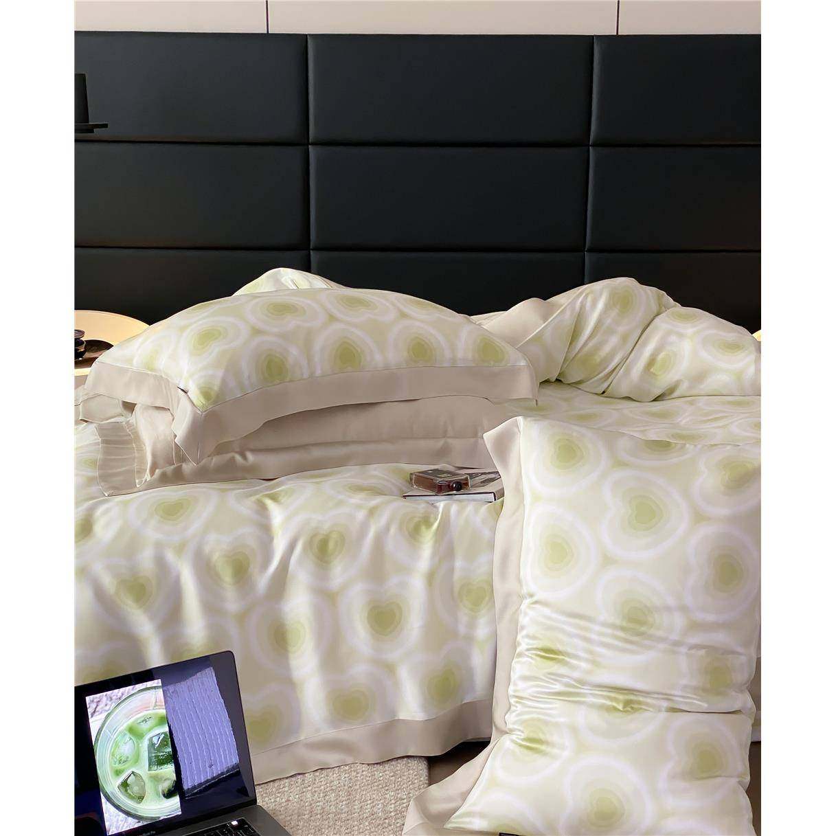 春夏季冰丝凉感60支兰精天丝四件套花卉印花丝滑被套床单裸睡床品