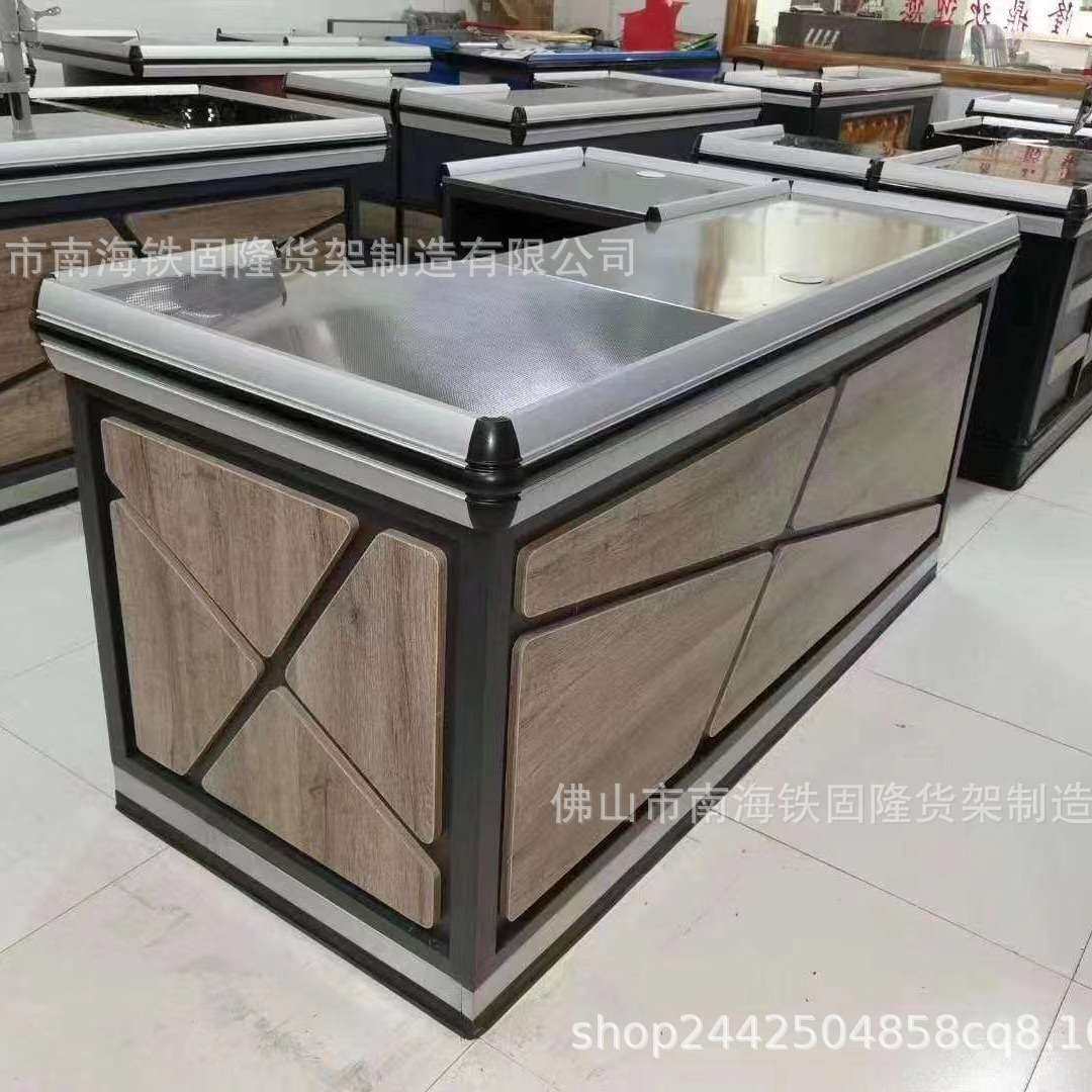 现货超市收银台铁质便利店收银台转角收银台 不锈钢收银台