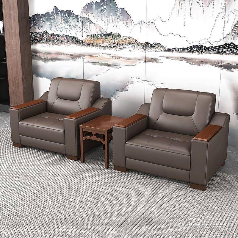 办公室沙发商务接待现代简约单人三人位会客办公沙发茶几组合套装