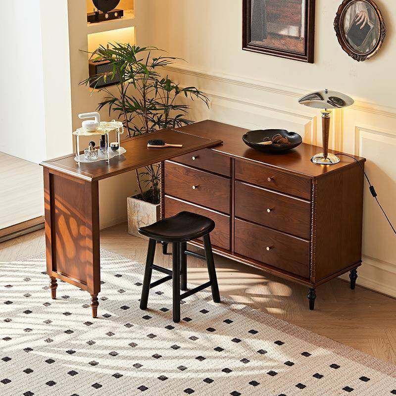 法式复古实木斗柜化妆台中古风家用床边可伸缩多功能收纳化妆桌子,鲜花速递/花卉仿真/绿植园艺,割草机/草坪机,淘宝优惠券,粉丝福利购,淘宝优惠卷