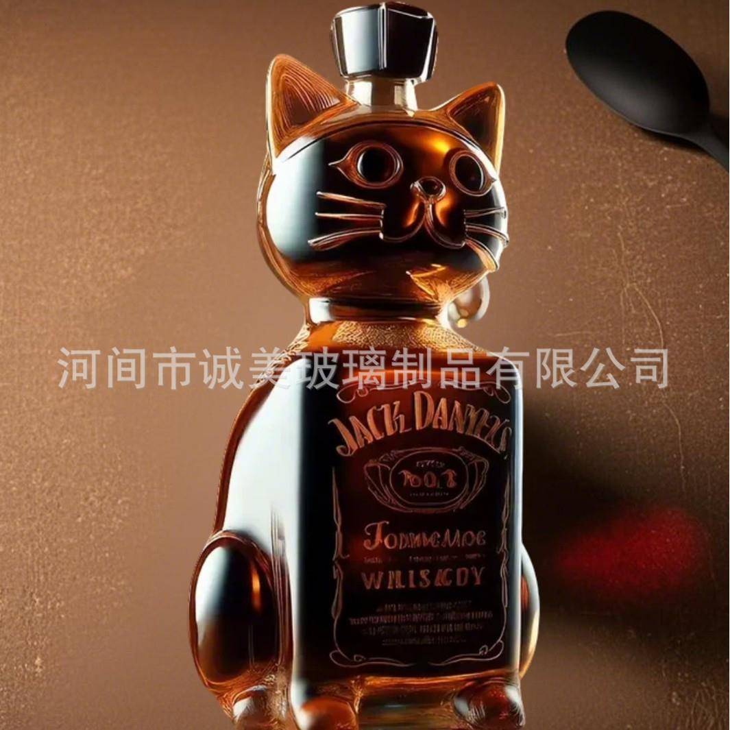 新品小猫红酒瓶不易碎醒酒器酒水容器玻璃瓶摆件高硼硅玻璃圣诞节