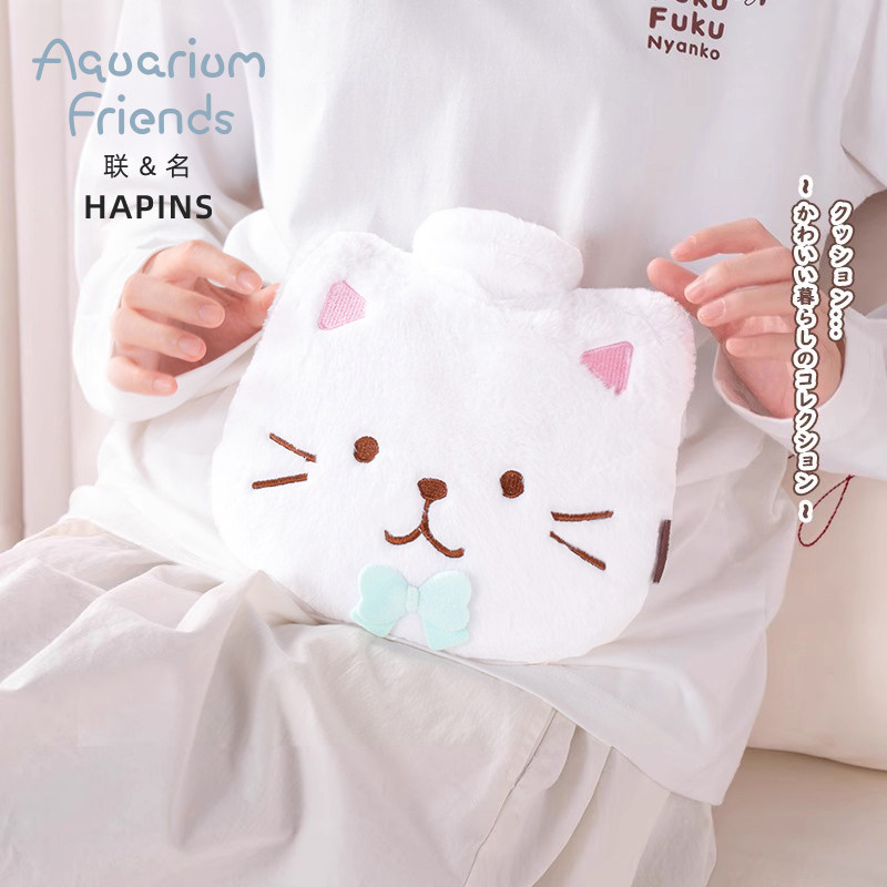 联名HAPiNS三花猫可爱毛绒暖手热水袋防爆暖水袋注水灌水暖手宝