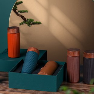 清朴堂送礼杯子文心紫砂双层随身便携耐高温黄龙山原矿紫砂