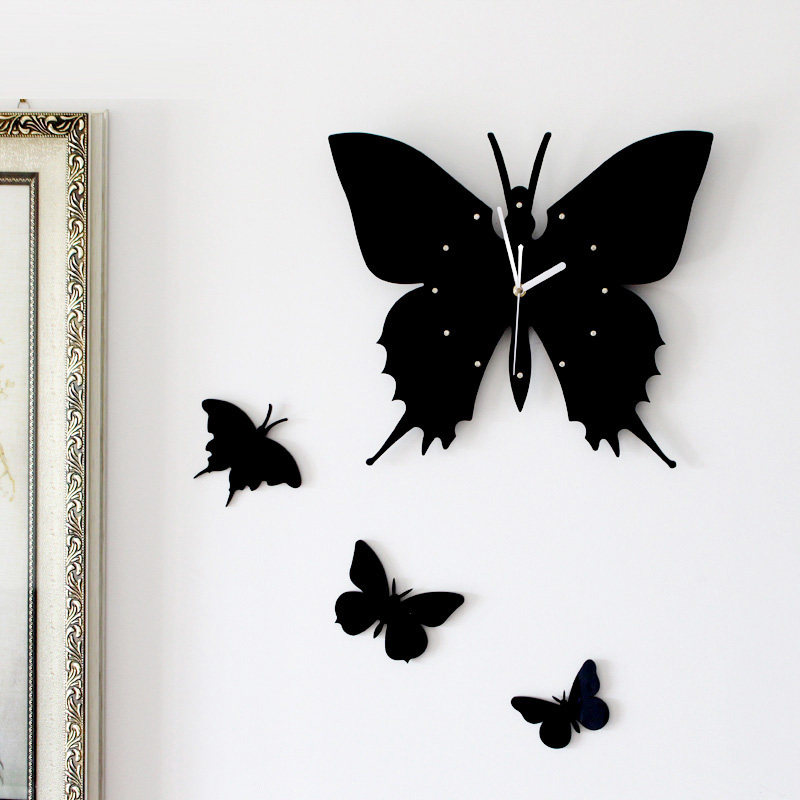 雅刻丽创意钟表挂钟客厅静音田园艺术现代简约时钟潮流蝴蝶石英钟