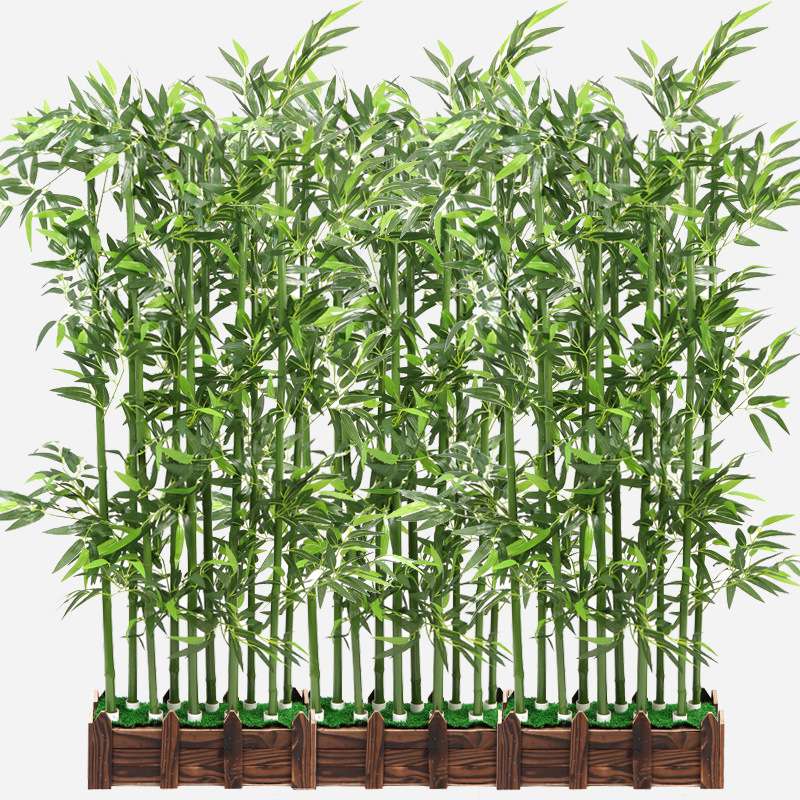 仿真竹子套装饰隔断屏风公司绿植加密塑料假竹子树叶展厅橱窗饰品