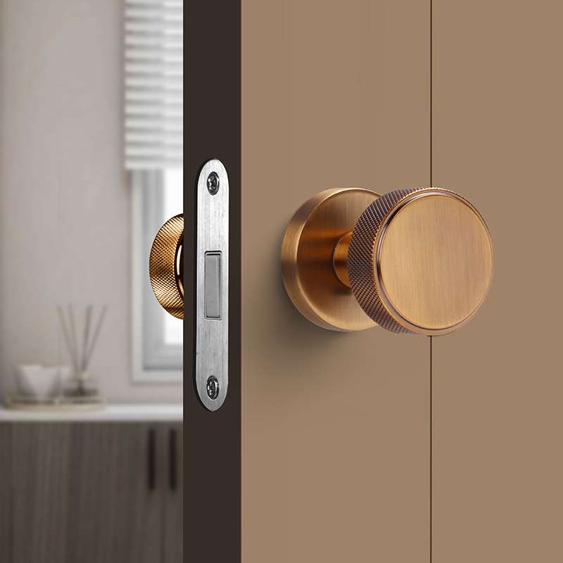 双面磁吸锁KR-CXS09卧室锁带钥匙内静音隐形锁门把手合金木门简约