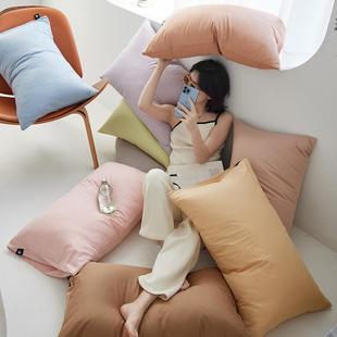 高档全棉枕套一对装 学生宿舍纯色48x74 成人家用纯棉枕头套夏季