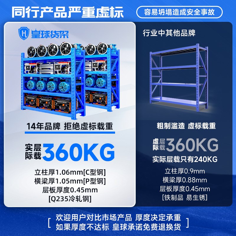 皇球货架仓库仓储超强承重货物架定制多层重型加厚置物架中型铁架