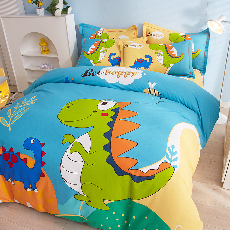 四件式100全棉儿童磨毛被套罩床单学生宿舍床笠款床上三件套4