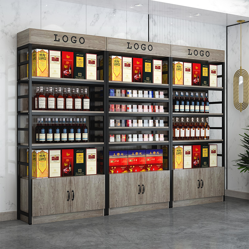 烟柜酒柜超市便利店展示柜茶叶货架置物架多层靠墙背柜产品陈列柜