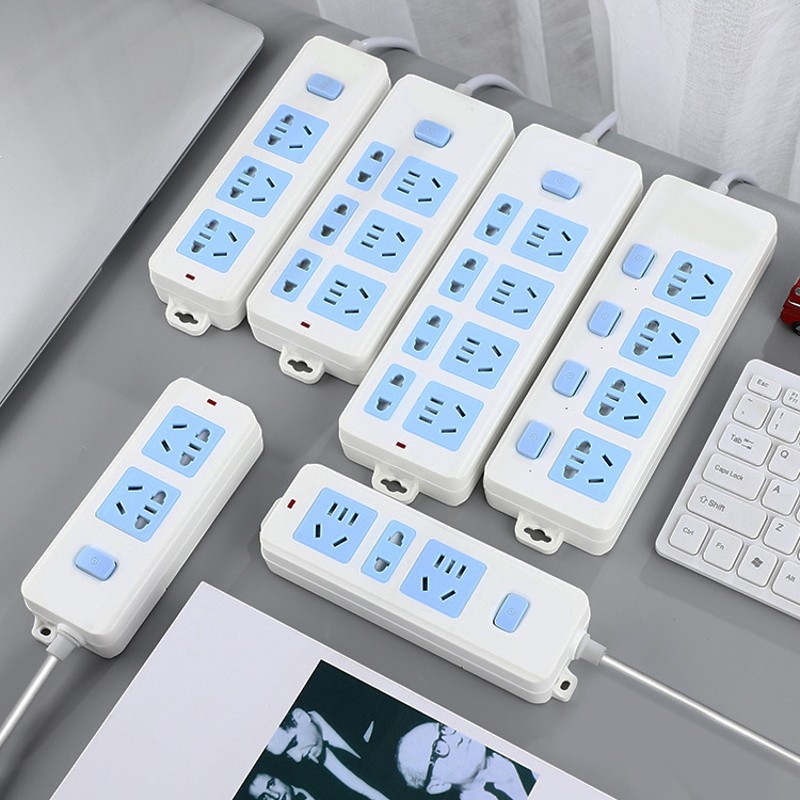 家用十孔插板有线插排独立开关插线板办公室1.8米3米线带线拖线板