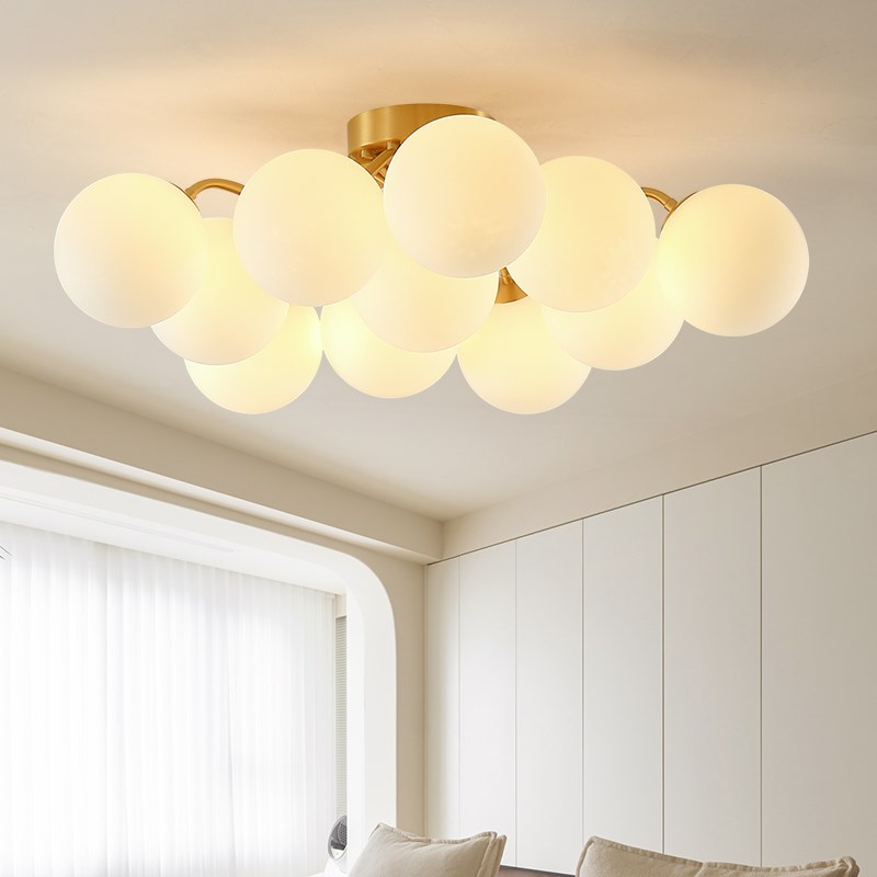 卧室吸顶灯法式奶油风泡泡灯魔豆吊灯美式客厅餐厅新款高级感灯具