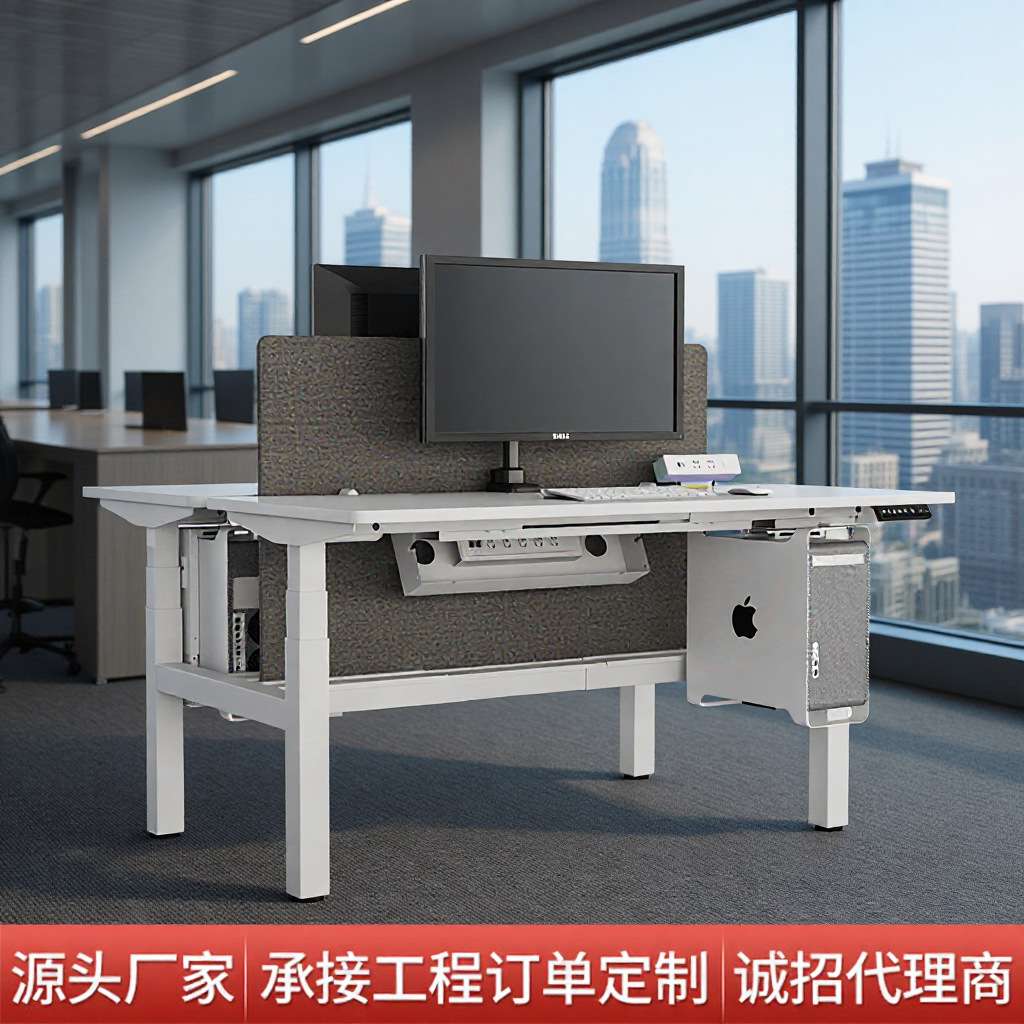 工程配套家具双工位办公室专用电脑桌员工桌电动升降升降办公桌腿