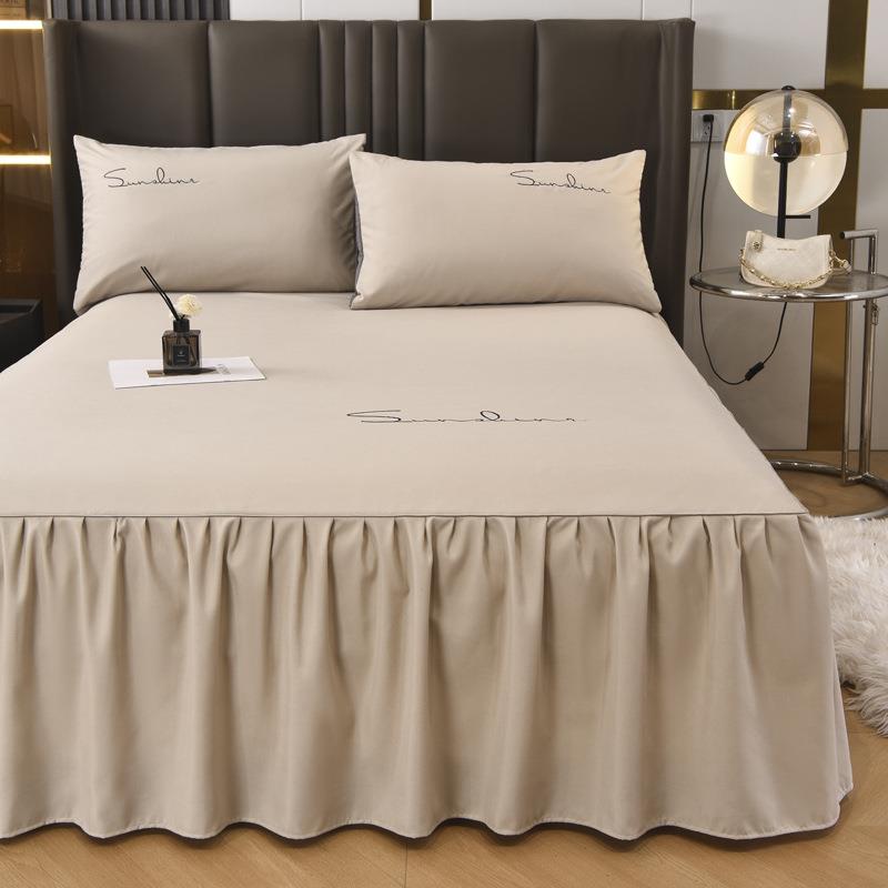 床裙水洗棉花边床罩裙边床笠席梦思防滑保护套罩磨毛公主风床笠款