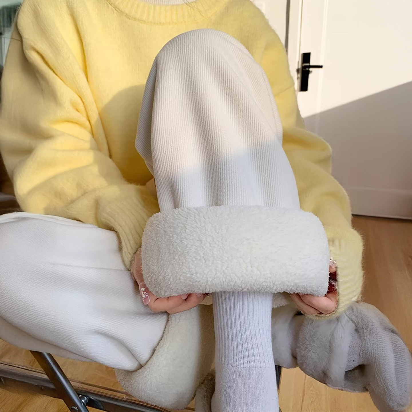 羊羔绒阔腿裤女秋冬2025新