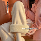 白色羊羔绒糯米裤 休闲直筒阔腿裤 女秋冬2025新款 加绒加厚外穿棉裤