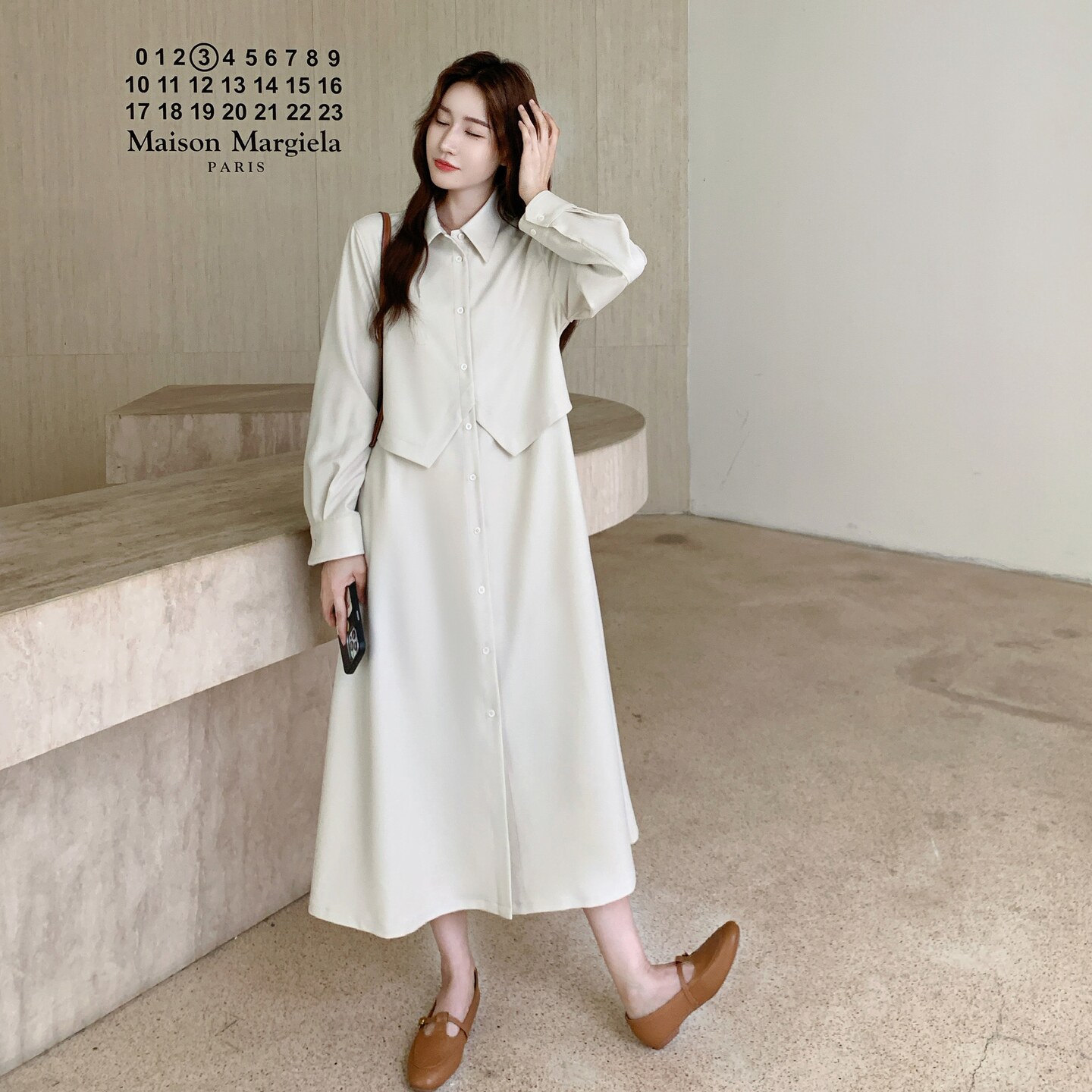 法式优雅风假两件衬衫连衣裙女2026春季大码显瘦高级感气质中长款