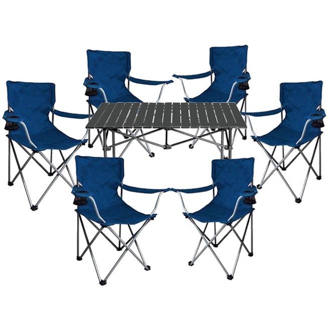 户外折叠桌椅套装6人折叠桌椅烧烤露营自驾游 户外休闲折叠桌椅