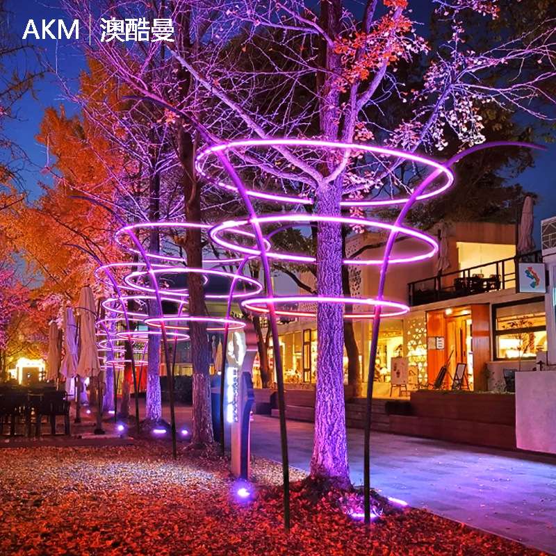 户外LED发光环圆圈灯街道树木装饰光环灯节日公园景观亮化造型灯