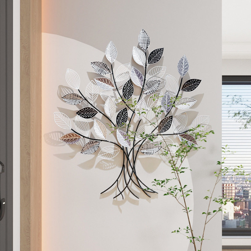 现代极简立体玄关铁艺植物挂件创意民宿壁饰电视背景墙面点缀装饰