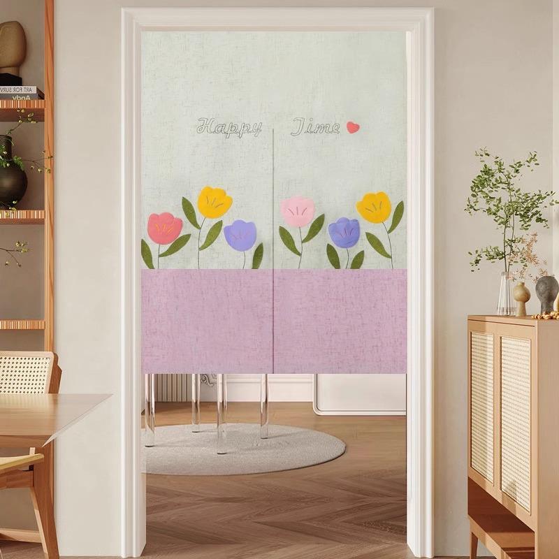 门帘半帘隔断帘卧室房间家用防蚊田园棉麻质感卫生间大门遮挡帘子