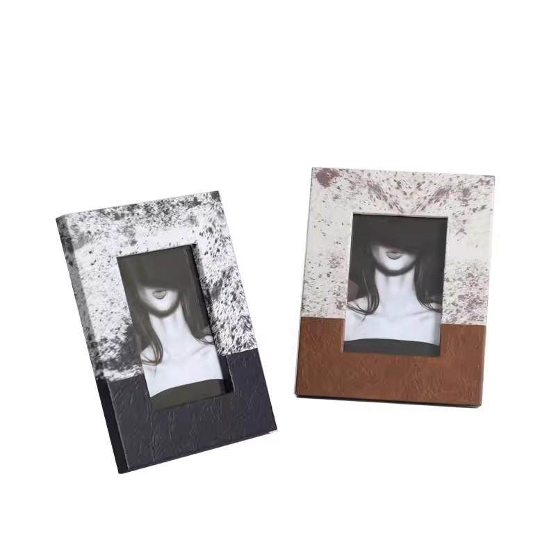 现代简约毛皮纹皮革黑拼棕拼相框客厅卧室样板间桌面茶几装饰摆件,3C数码配件,其它配件,淘宝优惠券,粉丝福利购,淘宝优惠卷