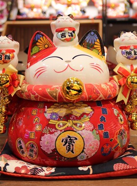 乐喵福缘9寸招财大愿成就红猫存钱罐店面开业家居摆件招财猫