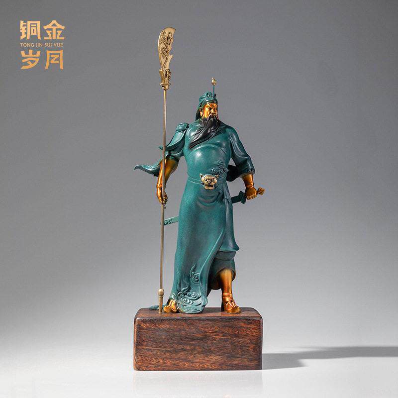 铜艺坊厂家定制关公关羽黄铜雕塑像摆件关二爷武财神供奉铸铜雕塑