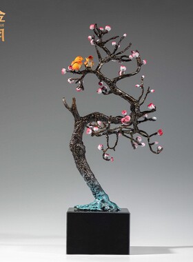 铜艺坊喜上眉梢喜鹊小鸟铜摆件家居客厅装饰金属铜工艺品乔迁送礼