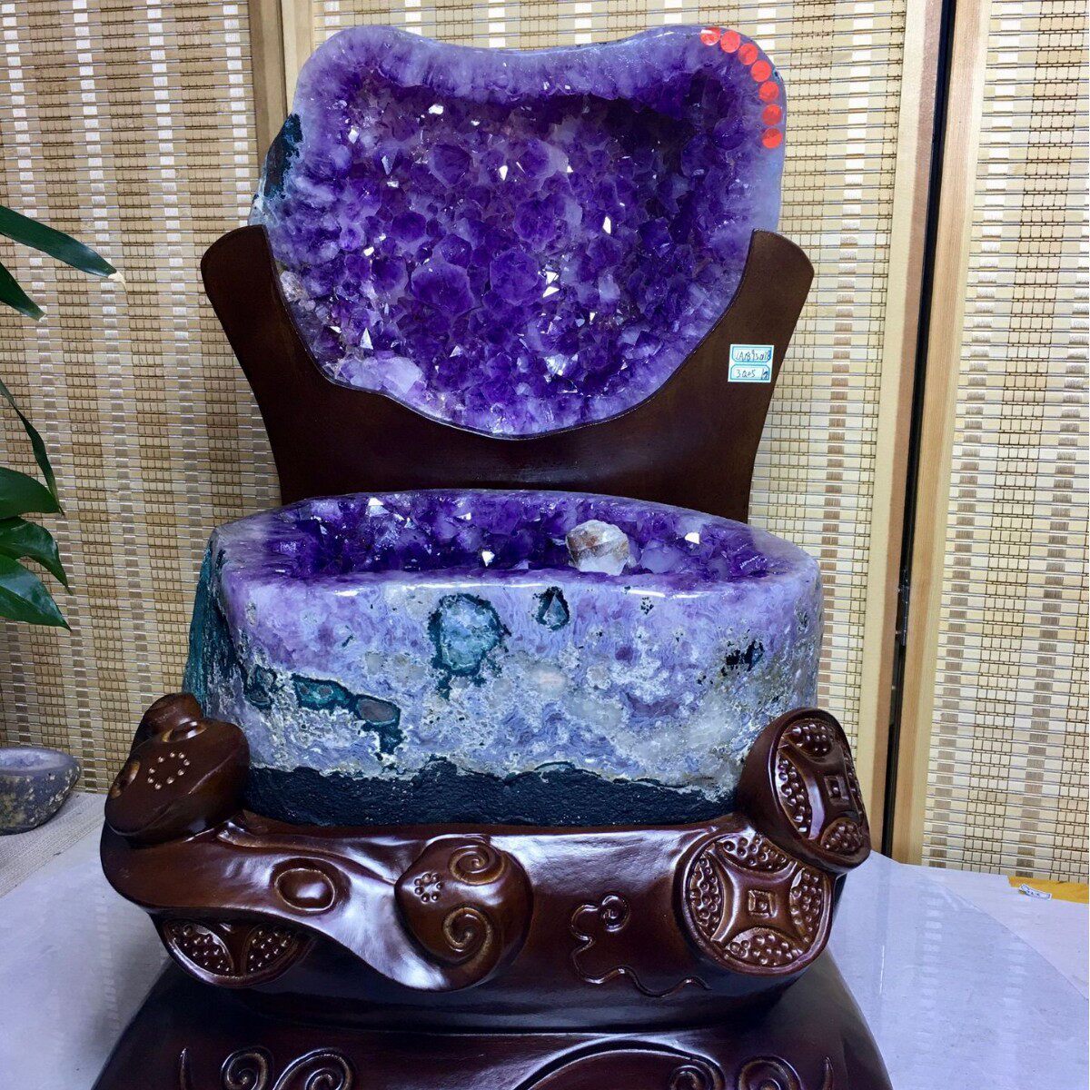 天然紫晶洞 乌拉圭矿区巴西水晶聚宝盆钱袋子摆件原石紫水晶簇