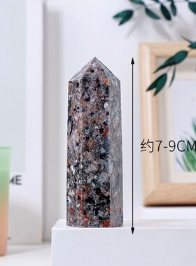 天然水晶火焰石六棱柱火灵石原石打磨单尖柱家居水晶工艺品摆件
