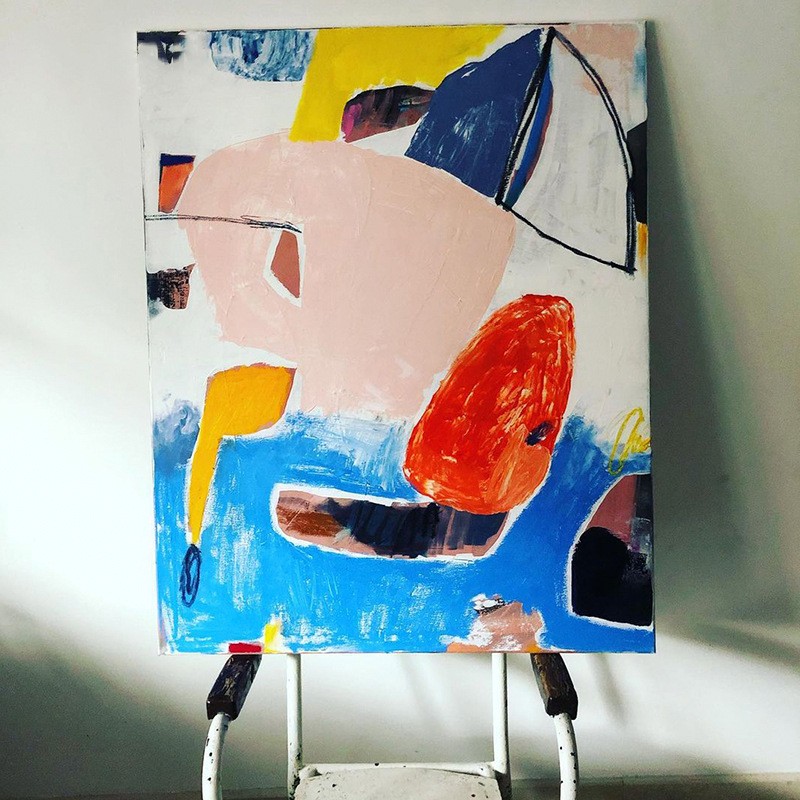 后现代客厅沙发后油画抽象玄关装饰画纯手工巨幅壁画肌理玄关挂画