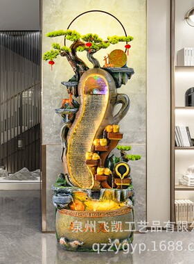 大型假山石喷泉流水摆件鱼缸客厅别墅落地公司酒吧茶室生财造景观