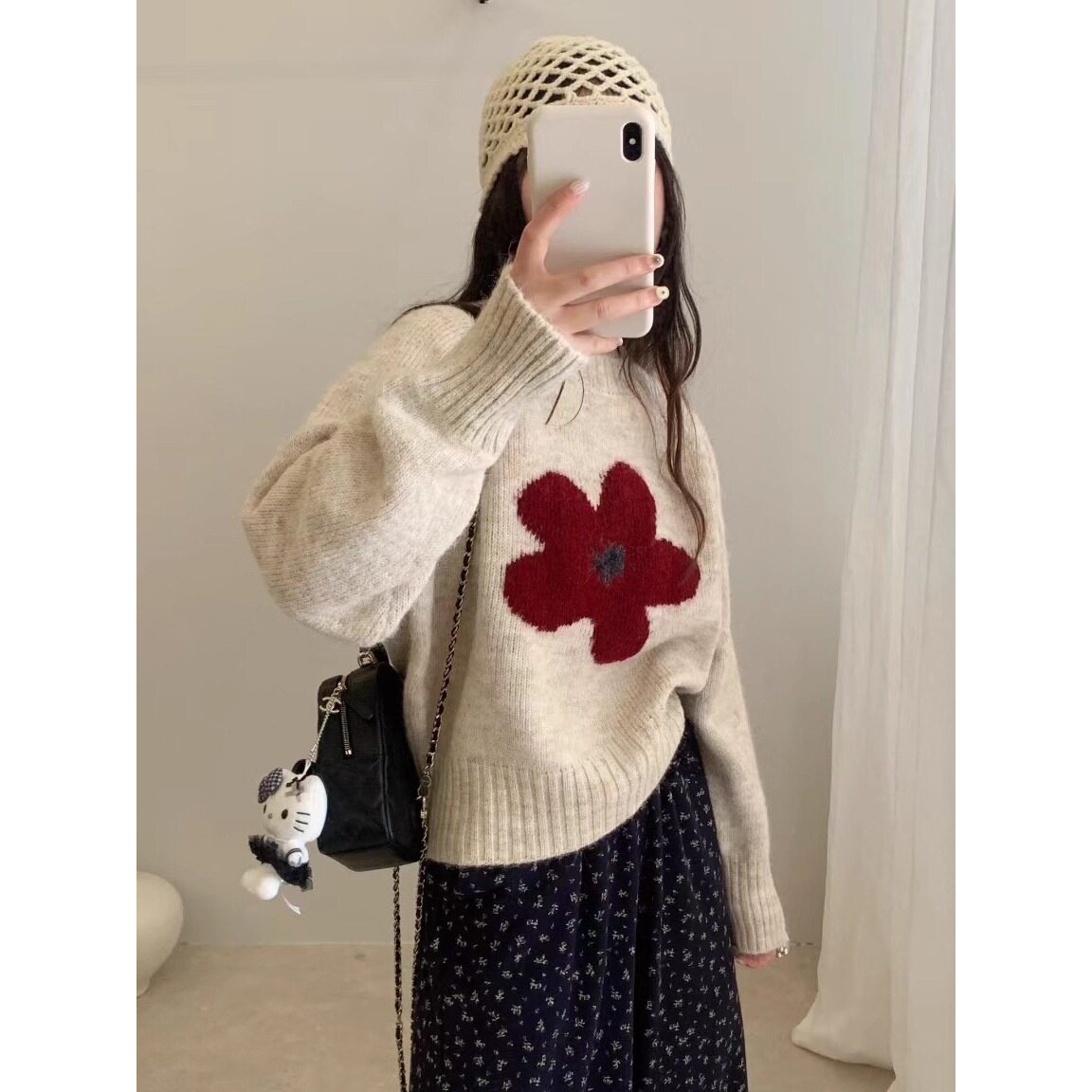 加厚毛衣女秋冬季新款提花针织打底衫韩版简约洋气设计感内搭上衣