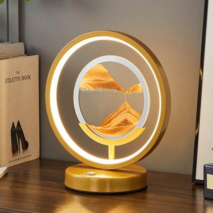 家用卧室床头灯书房装饰流沙台灯新中式沙漏台灯温馨创意led台灯