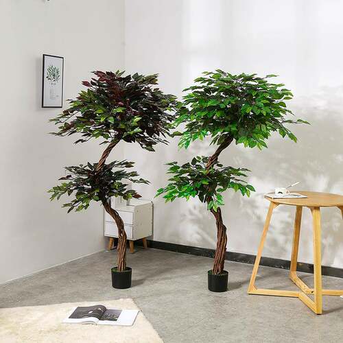 仿真植物弯杆绕藤榕树大型盆栽室内客厅落地景观造景摆件假树